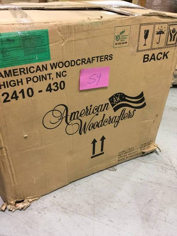 lot 59 image: American Woodcrafters Sedona 3-Drawer Antique Cobblestone White Nightstand Open box in good condition