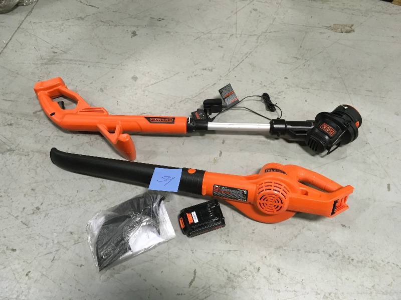 lot 59 image: BLACKDECKER 20-Volt MAX Lithium-Ion Cordless String Trimmer and Sweeper Combo Kit (2-Tool) with 1.5Ah Battery and Charger Included in working condition