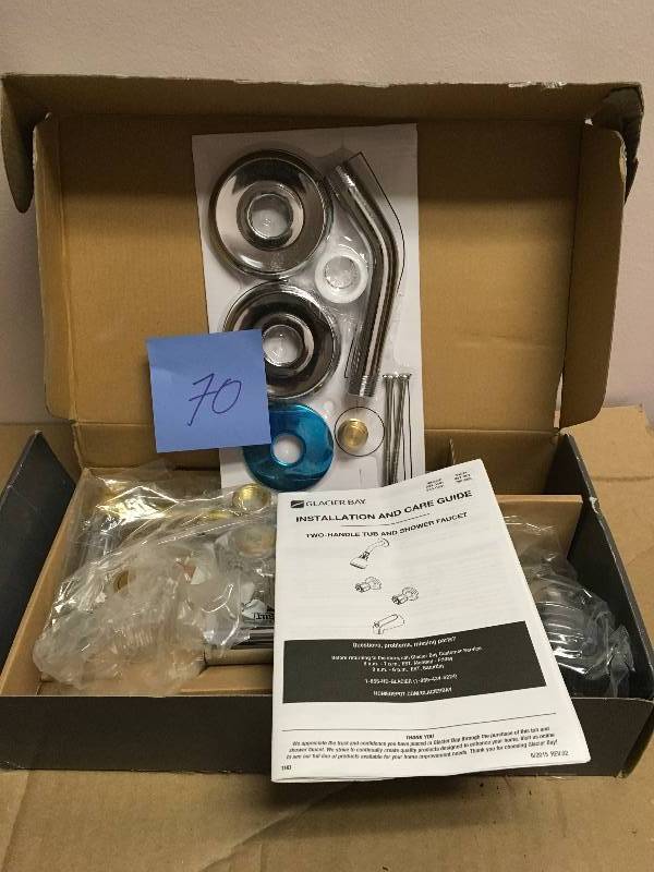lot 70 image: Glacier Bay  Aragon 2-Handle 1-Spray Tub and Shower Faucet in Chrome (Valve Included) not used