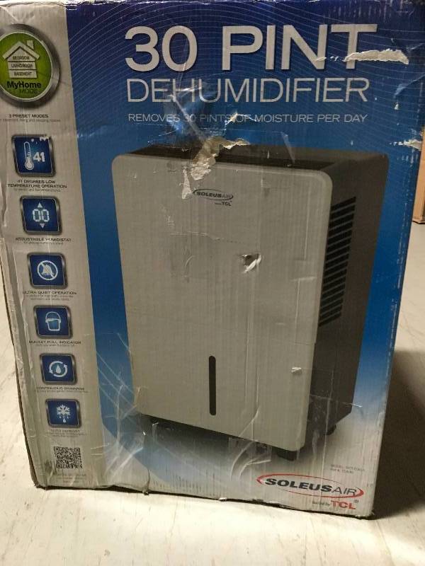 lot 89 image: Soleus Air 30-Pint Dehumidifier open box in good condition