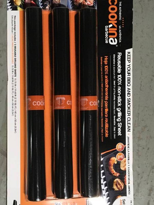 lot 91 image: Set of 3 Cookina non stick Grilling Sheets reusable 15.75 by 19.68 in MISSING ONE PC