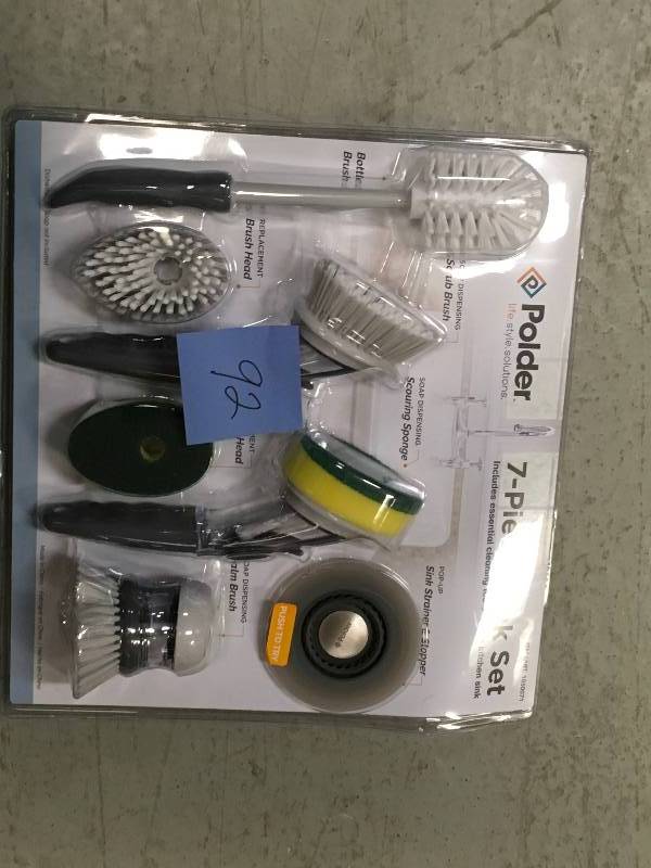 lot 92 image: POLDER 7 piece sink set of cleaning tools for kitchen sink