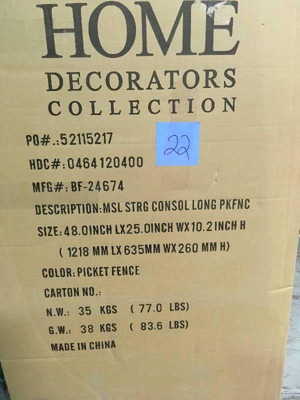 lot 22 image: Martha Stewart Living 42 in. W Picket Fence Craft Space Storage Console not used