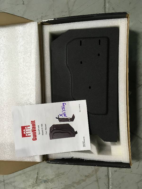 lot 16 image: GunVault SV 500 SpeedVault Standard Handgun Safe Steel Black SV500 MISSING PIECE SEE PHOTOS