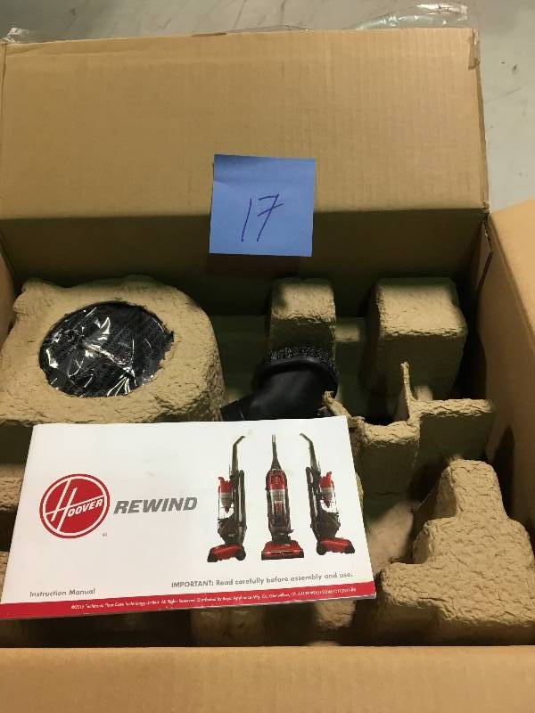 lot 17 image: Hoover Rewind Bagless Upright Vacuum Cleaner, UH71012 open box in like new condition open box in good condition