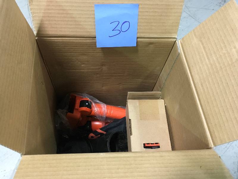 lot 30 image: Black & Decker, LSWV36, 120 MPH 90 CFM 40-Volt Lithium-Ion Cordless Leaf Blower open box  in good working condition