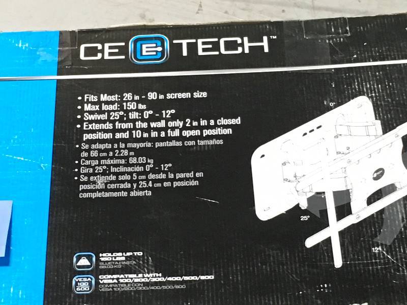 lot 31 image: Commercial Electric Full Motion TV Wall Mount for 26 in. - 90 in. TVs XD2476 open box in like new condition