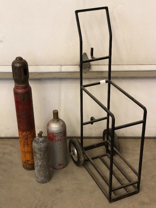 lot 5 image: Steel Torch Cart With (3) Tanks, No...