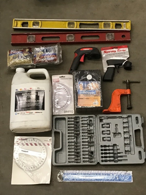 lot 190 image: Lot Of Tool Bit Set, Protractors, ...