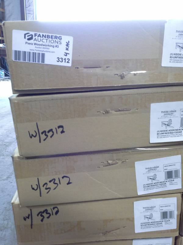lot 3312 image: Four Kiddie Adirondack Chairs (Unfinished Cedar)