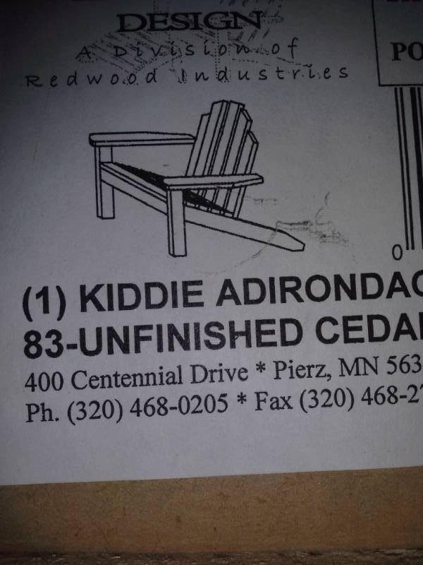 lot 3317 image: Pair of Kiddie Adirondack Chairs (Unfinished Cedar)