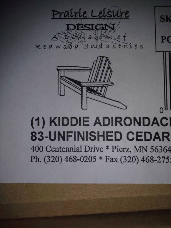 lot 3319 image: Pair of Kiddie Adirondack Chairs (Unfinished Cedar)
