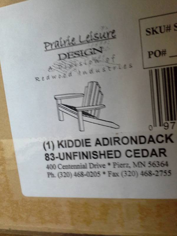 lot 3320 image: Pair of Kiddie Adirondack Chairs (Unfinished Cedar)