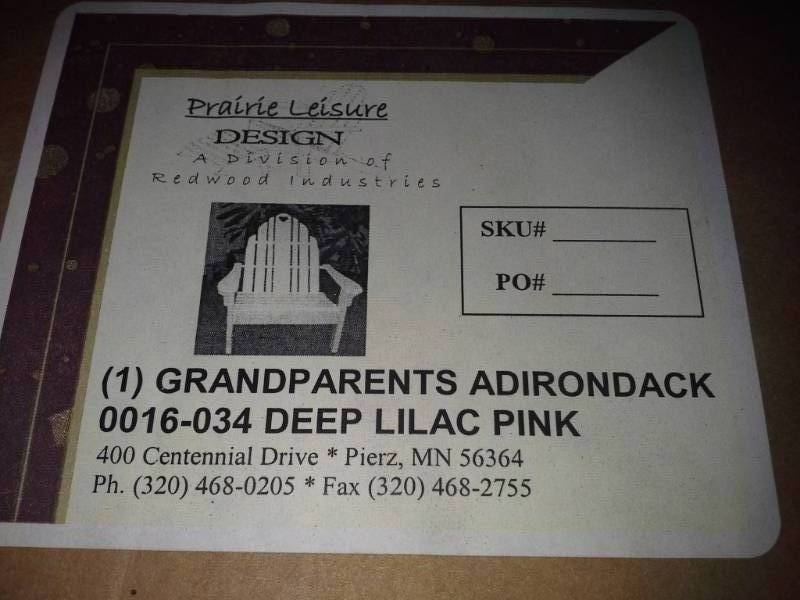 lot 3371 image: Grandparents Adirondack Chair (Deep Lilac Pink)