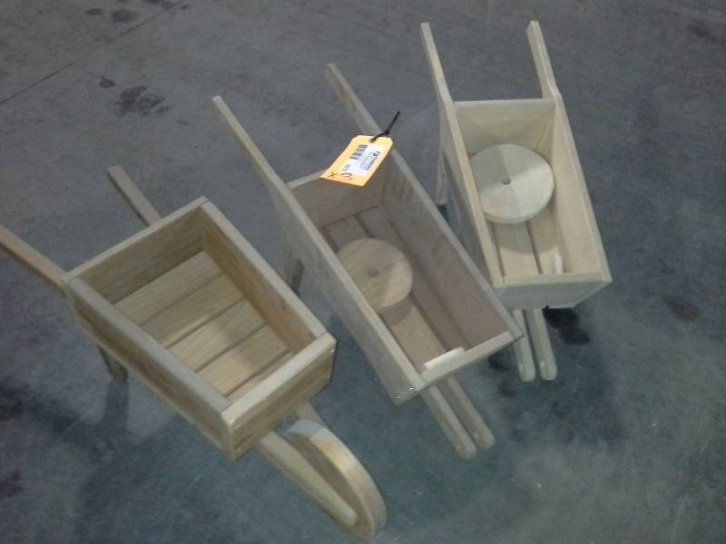 lot 3373 image: Three Decorative Wheelbarrows