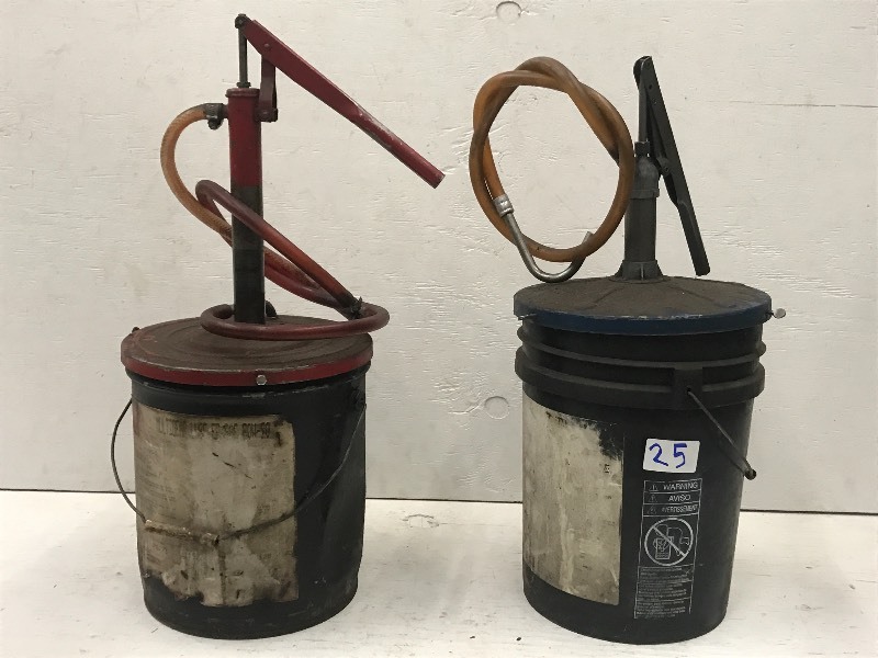 lot 25 image: Lot Of (2) Hand-Pump Bucket Greaser...