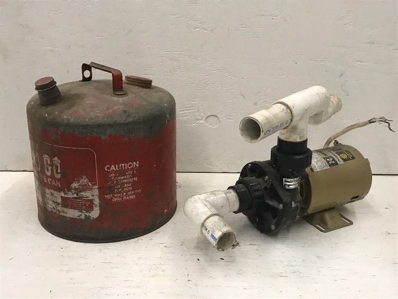 lot 26 image: Lot Of (1) 5-Gallon Steel Gas Can &...