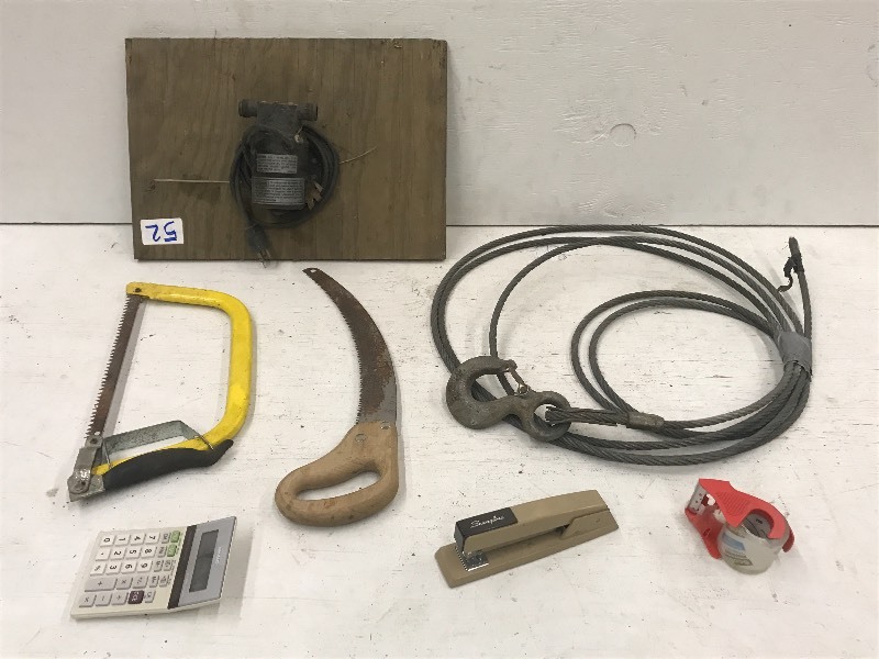lot 52 image: Lot Of 716 Steel Cable, Hand Saw...