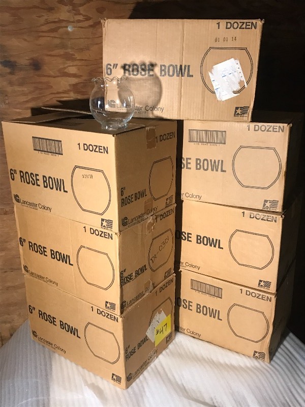 lot 47 image: (7) Cases Of Party-Rental Glass Rose Bowls