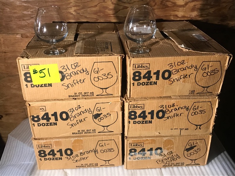 lot 51 image: (6) Cases Of Party-Rental Brandy Snifters