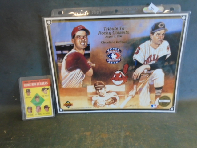 lot 39 image: Oversized Upper Deck Tribute to Rocky Colavito Card and Vintage Home Run Leader Card