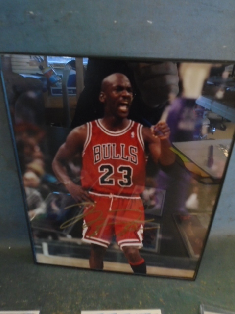 lot 45 image: Framed, Signed Michael Jordan Photo, Vintage David Robinson, Shaquille ONeal, Cazzie Russell and MORE