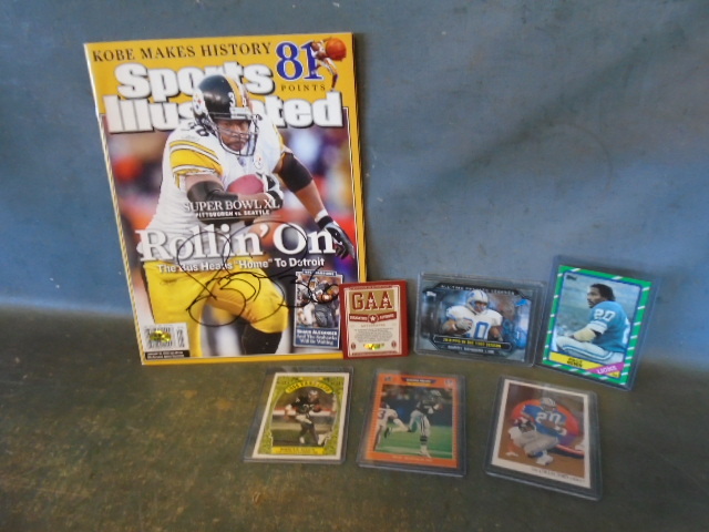 lot 47 image: Signed Sports Illustrated Jerome Bettis with COA and Football Cards, Some Vintage