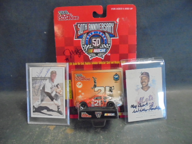 lot 75 image: Autographed Baseball Cards and Die Cast Car
