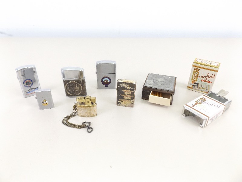 lot 2 image: Lot of Vintage Collectible Zippo Lighters, Match Safe, etc