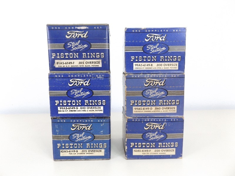 lot 27 image: 6 Vintage NOS OEM Ford V8 Piston Ring Sets
