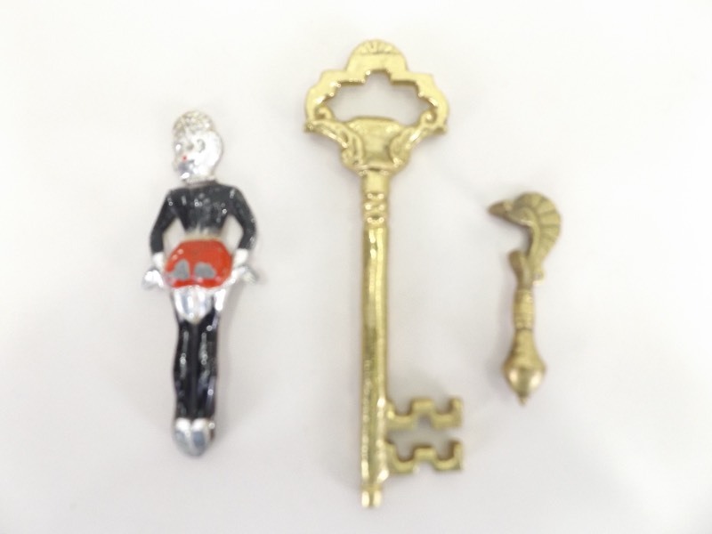 lot 48 image: 3 Vintage Metal Bottle Openers