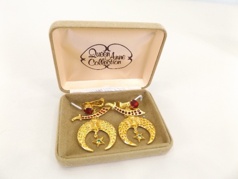 lot 63 image: Vintage Shriners Clip-On Earrings