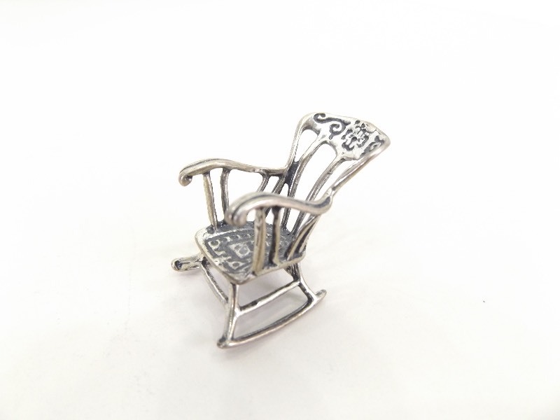 lot 69 image: Antique .925 Sterling Silver Dollhouse Rocking Chair