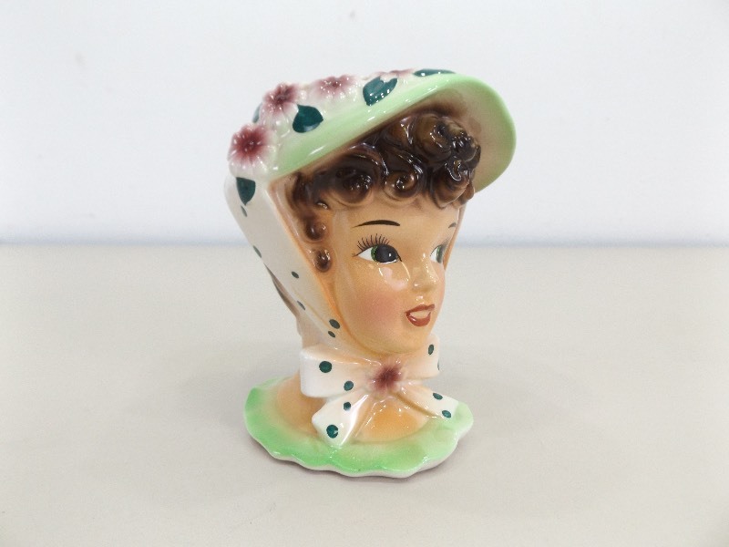 lot 75 image: Vintage Enesco Porcelain Lady Head Vase
