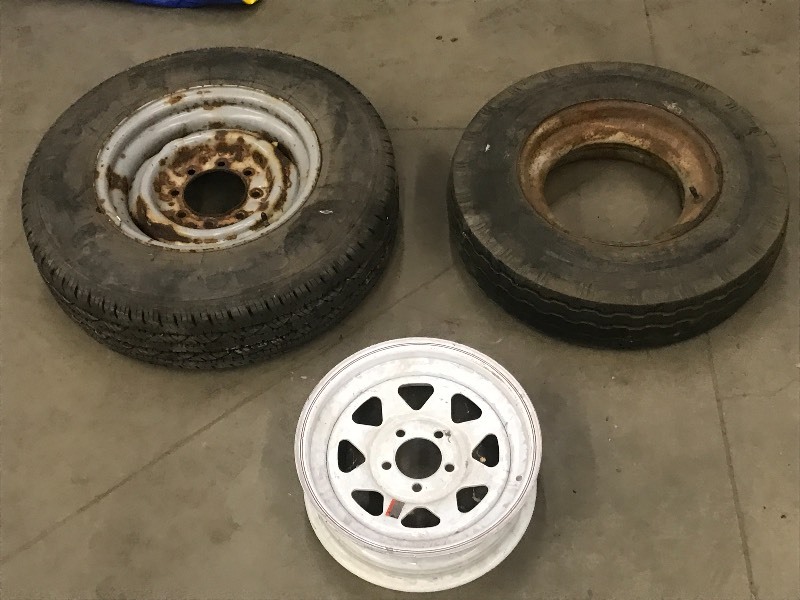 lot 36 image: Steel Trailer Wheel, Mobile Home Wheel & Tire, 8-Lug Truck Wheel & Tire