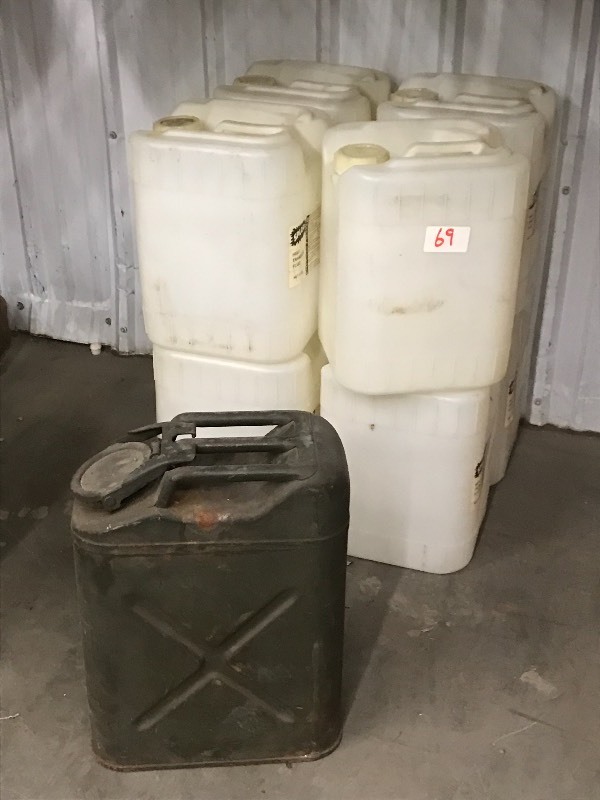 lot 69 image: 5-Gallon Fuel Can & 5-Gallon Plastic Jugs