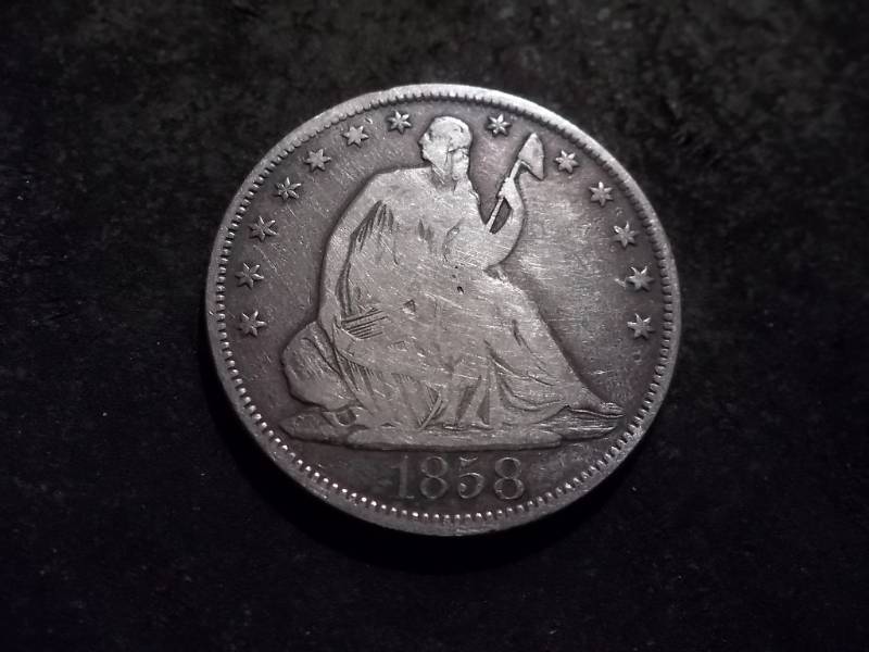 1858 S Seated Liberty Half Dollar