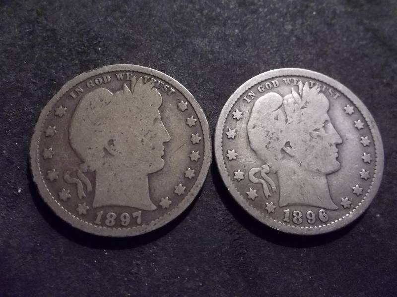 1896, 1897 Barber Quarters