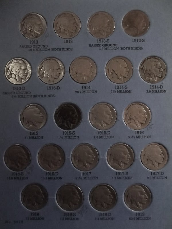 Full Set Of Buffalo Nickels In Whitman 9008 Album