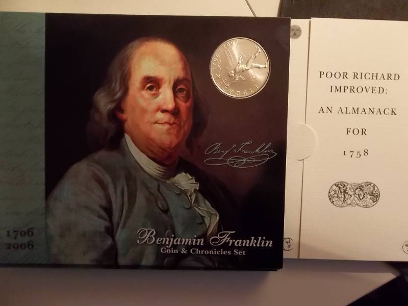 300 Year Anniversary Benjamin Franklin Commemorative Silver Dollar Coin & Chronicles Set