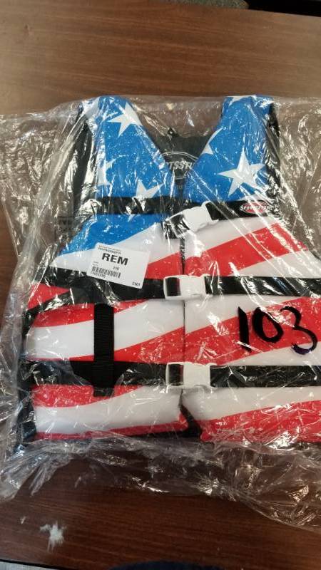 lot 103 image: SportsStuff Stars and Stripes Adult Oversized Life Vest