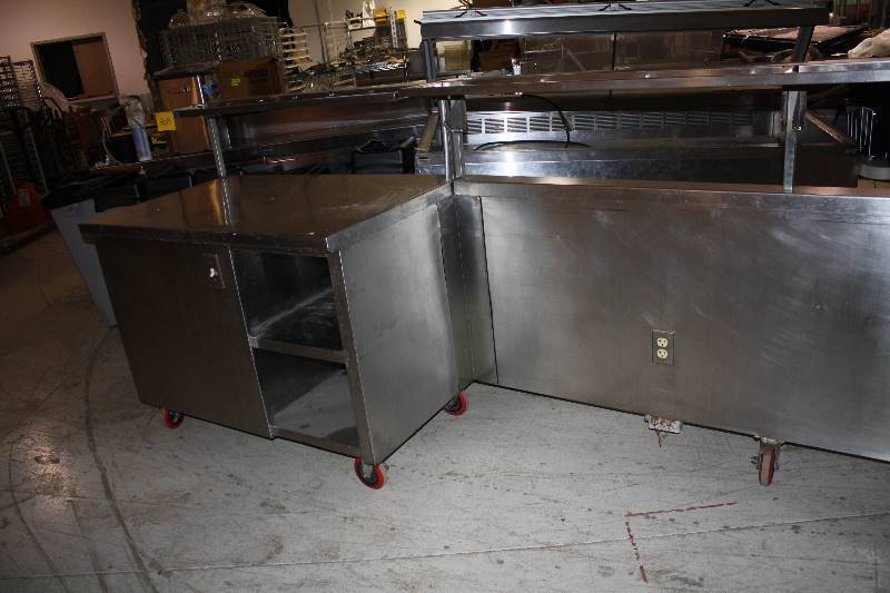 Stainless Steel Utility Table and wall with sneeze Guard and electric outlets