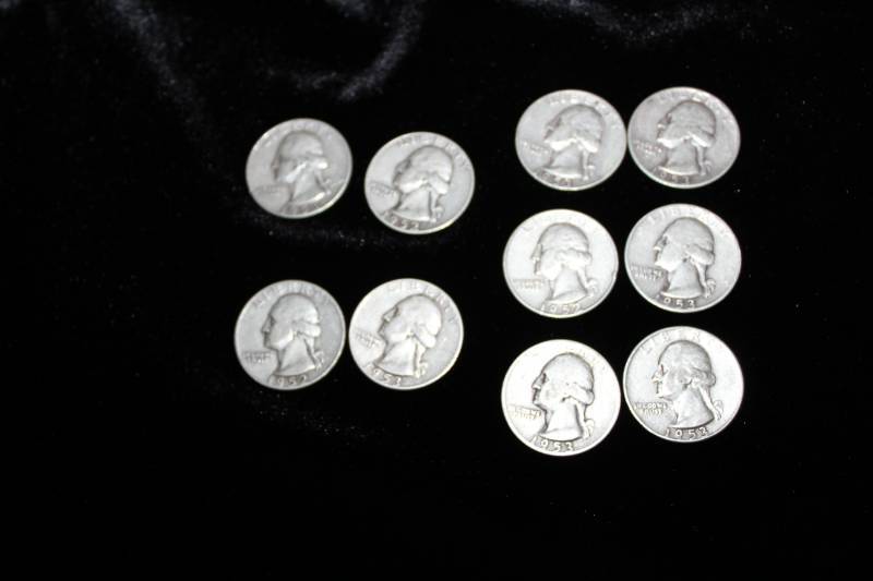 lot 241 image: Lot of (10)  PRE 1964 WASHINGTON 90% SILVER QUARTERS .