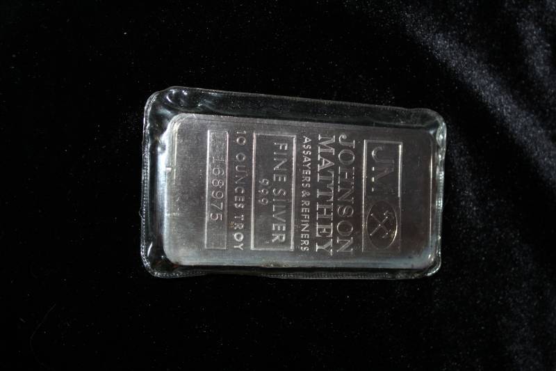 lot 182 image: Johnson Matthey 10 Try Ounce Silver Ingot