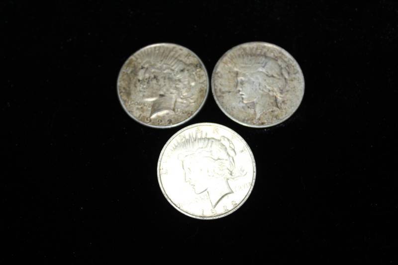 lot 229 image: Lot of (3) 1922 Peace Silver Dollar Coins