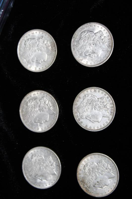 lot 227 image: Lot of (6) 1921 D Morgan Silver Dollars Ungraded