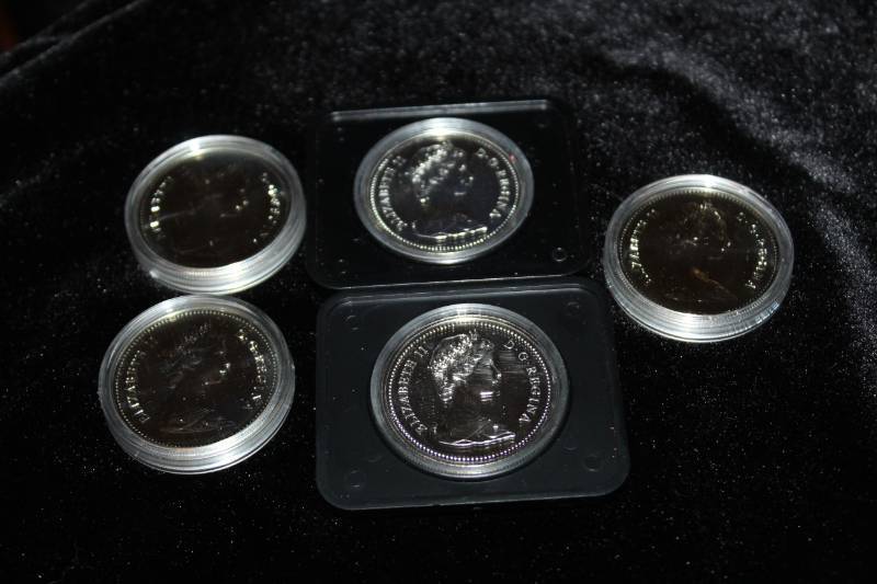 lot 234 image: Lot of (5) Canadian Mint sue Proof Coins In Poly Prestation Cases