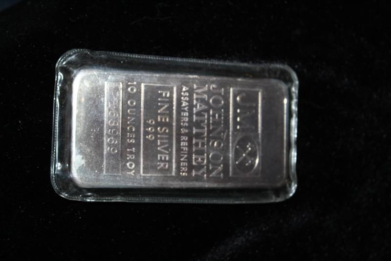 lot 212 image: Johnson Matthey 10 Try Ounce Silver Ingot