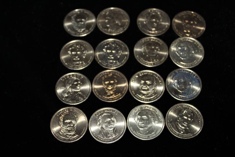 lot 306 image: Lot of (16) Presidential Dollar Coins Various dates