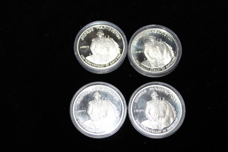 lot 303 image: Lot of (4) U.S. George Washington Silver Half Dollar Proof Collector Coin